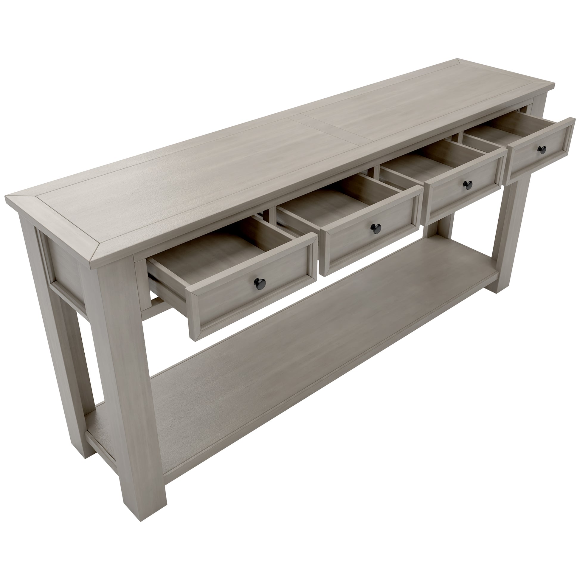 Console Table Sofa Table With Storage Drawers And Bottom Shelf For Entryway Hallway Gray Wash Gray Wash Solid Wood