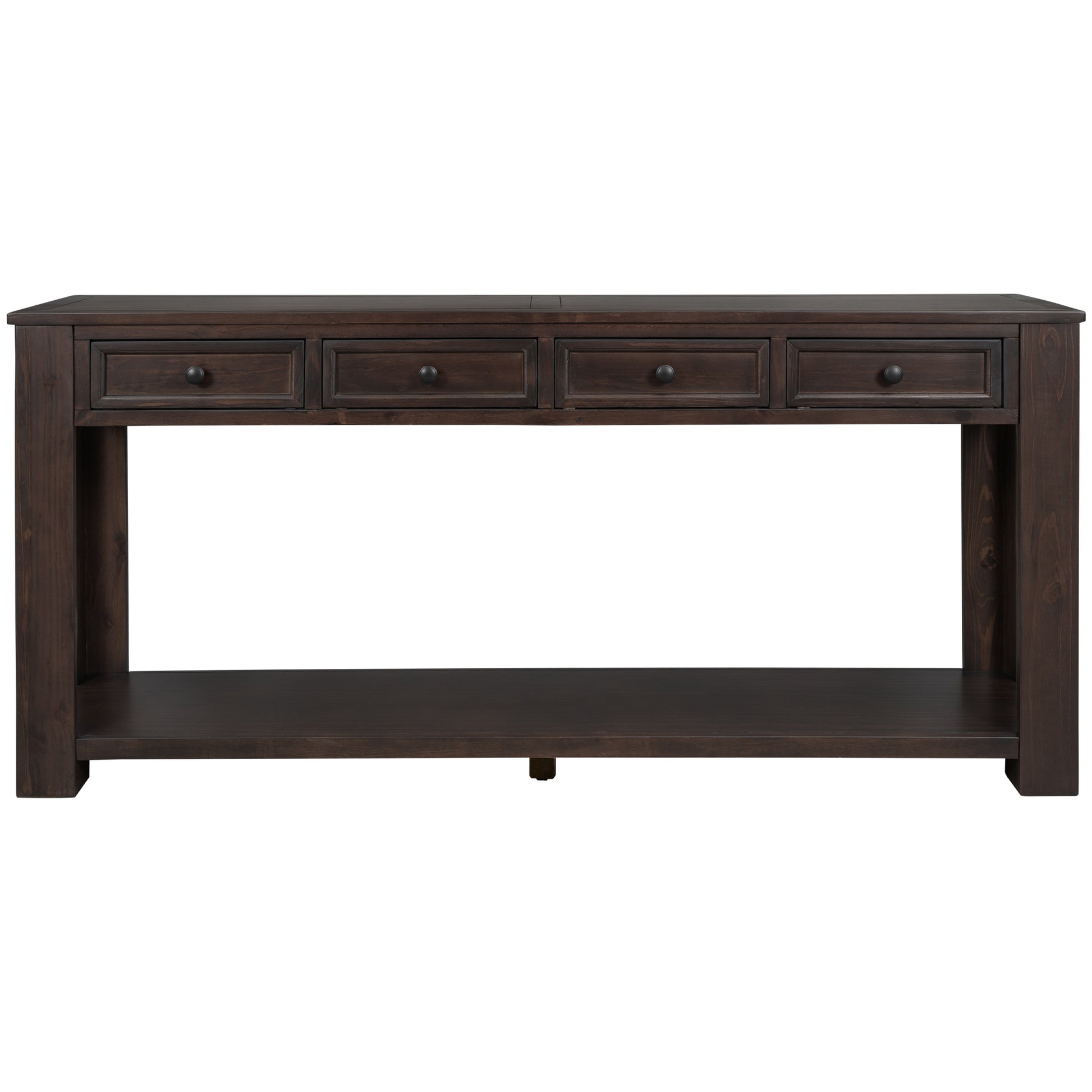 Console Table Sofa Table With Storage Drawers And Bottom Shelf For Entryway Hallway Espresso Espresso Solid Wood