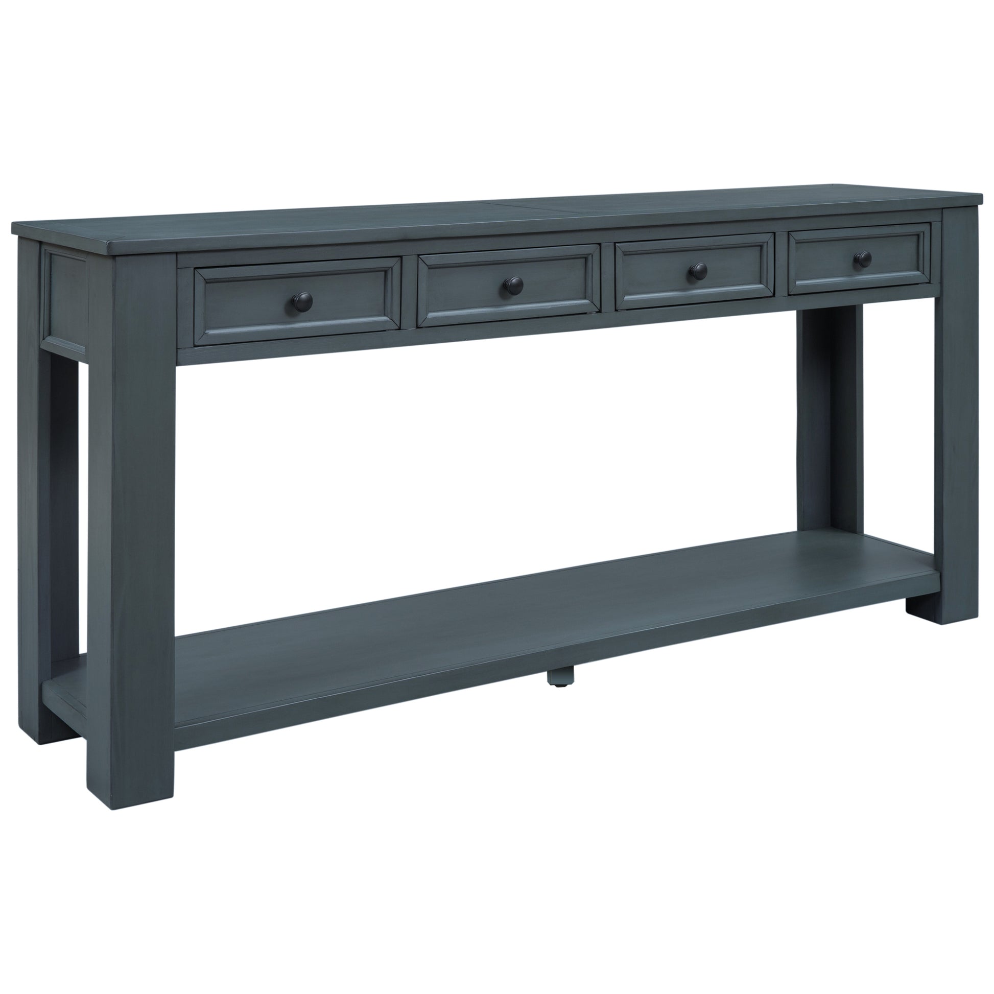 Console Table Sofa Table With Storage Drawers And Bottom Shelf For Entryway Hallway Navy Navy Solid Wood