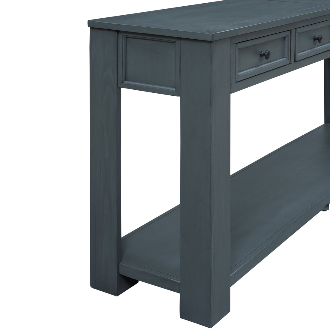 Console Table Sofa Table With Storage Drawers And Bottom Shelf For Entryway Hallway Navy Navy Solid Wood