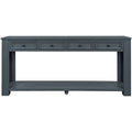 Console Table Sofa Table With Storage Drawers And Bottom Shelf For Entryway Hallway Navy Navy Solid Wood