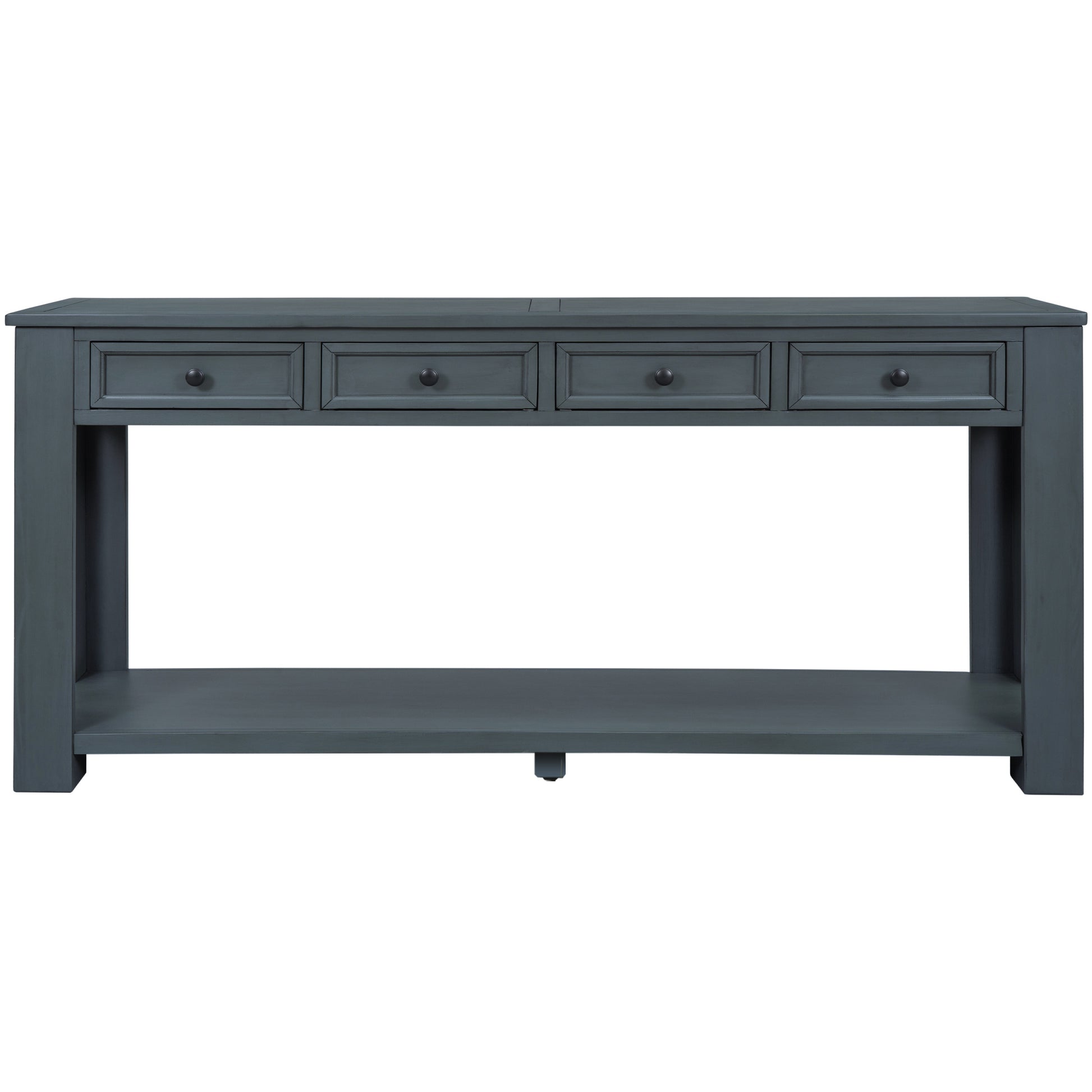 Console Table Sofa Table With Storage Drawers And Bottom Shelf For Entryway Hallway Navy Navy Solid Wood