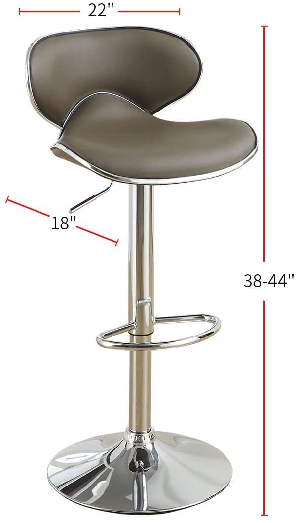 Espresso Faux Leather Pvc Bar Stool Counter Height Chairs Set Of 2 Adjustable Height Kitchen Island Stools Espresso Dining Room Modern Metal