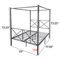Metal Canopy Bed Frame, Platform Bed Frame With X Shaped Frame Full Black Black Metal