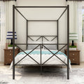 Metal Canopy Bed Frame, Platform Bed Frame With X Shaped Frame Full Black Black Metal