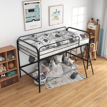 Metal Twin Loft Bedtwin Size High Loft Bed Black Box Spring Not Required Twin Black Metal Bedroom Bed Frame Metal