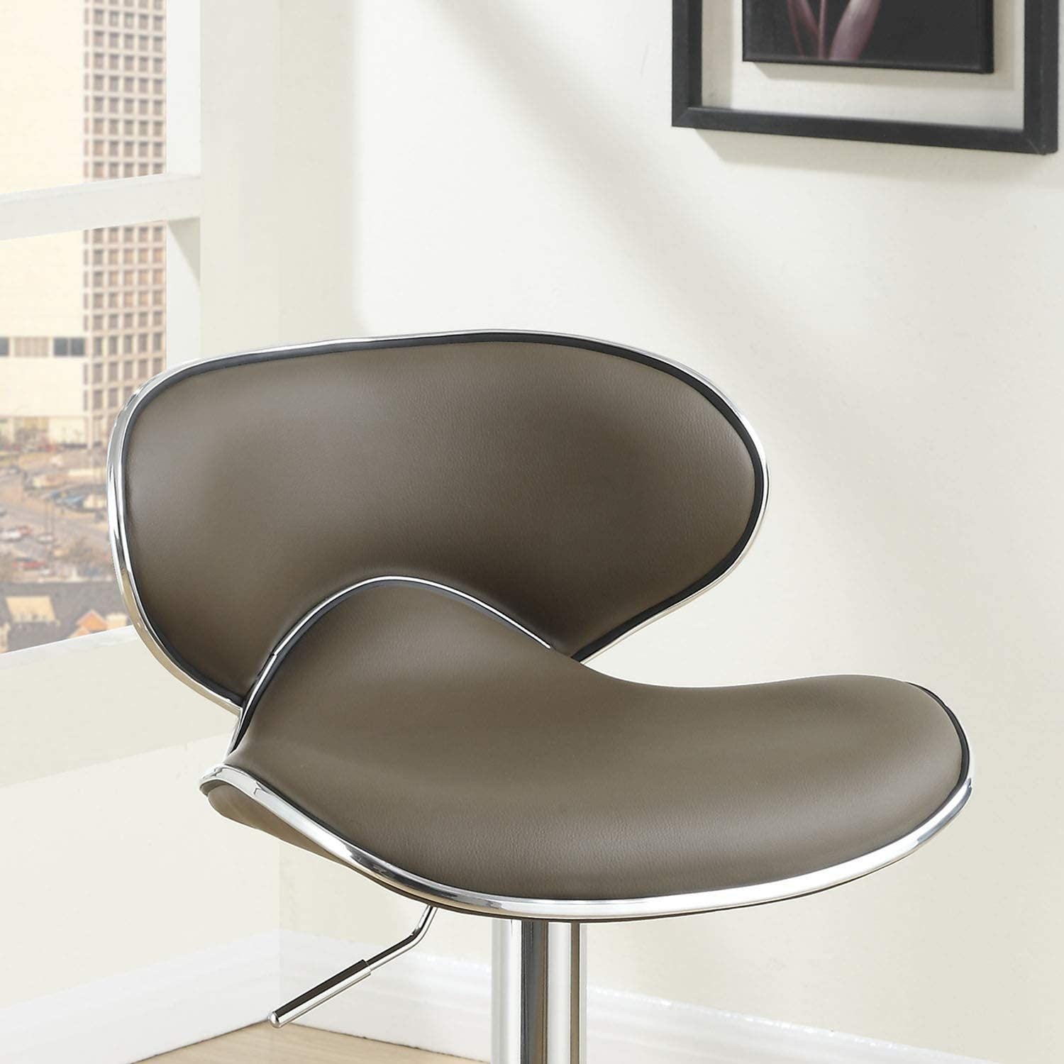 Espresso Faux Leather PVC Bar Stool Counter Height espresso-dining room-modern-metal