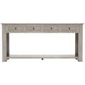 Console Table Sofa Table With Storage Drawers And Bottom Shelf For Entryway Hallway Gray Wash Gray Wash Solid Wood