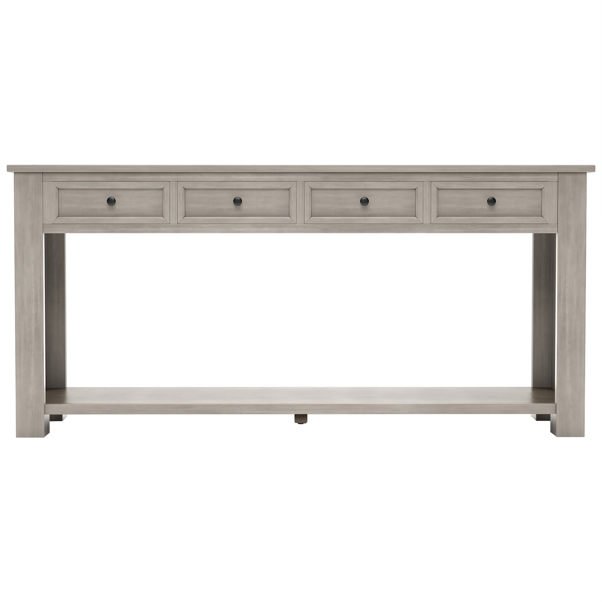 Console Table Sofa Table With Storage Drawers And Bottom Shelf For Entryway Hallway Gray Wash Gray Wash Solid Wood