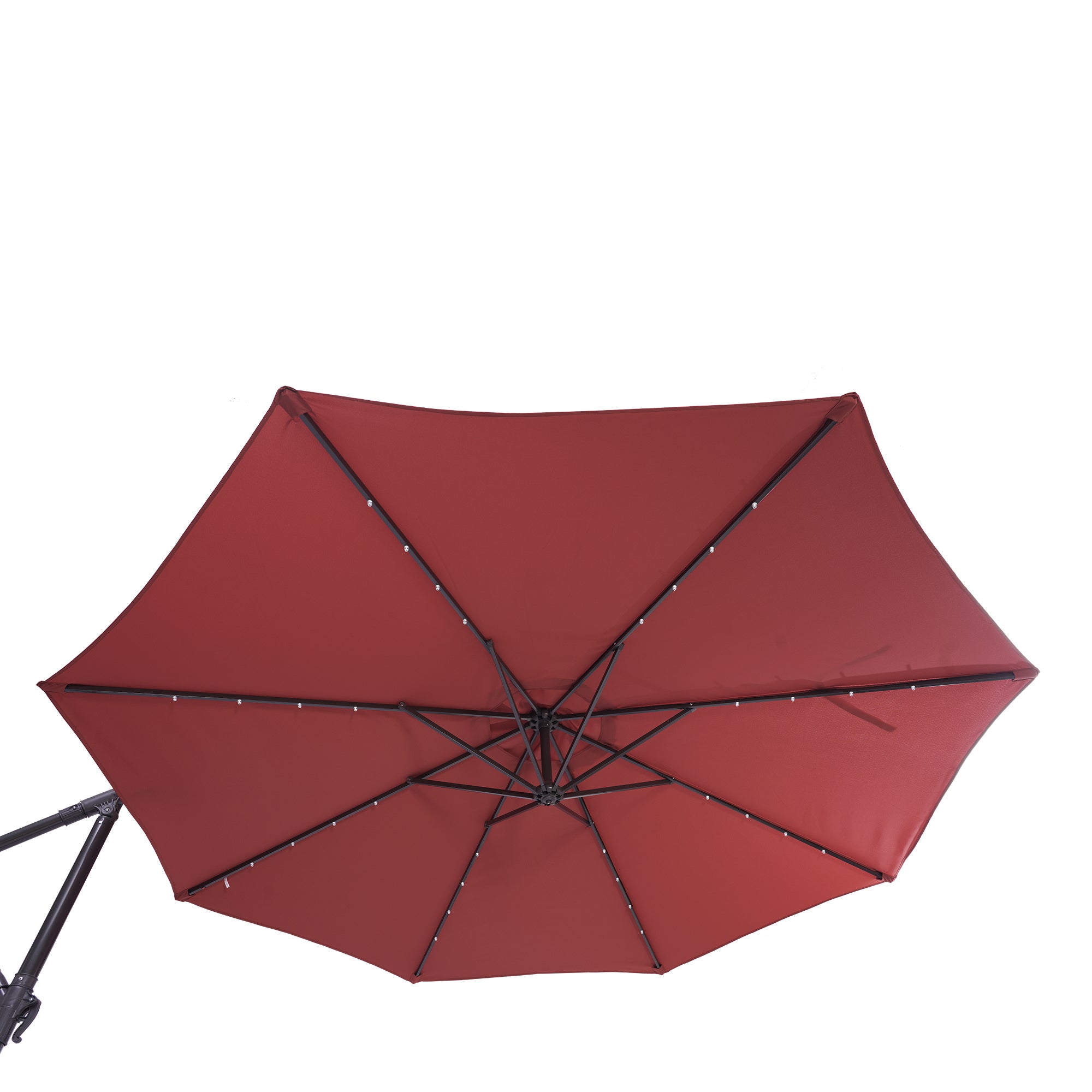 10 FT Solar LED Patio Outdoor Umbrella Hanging red-metal
