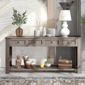 Console Table Sofa Table With Storage Drawers And Bottom Shelf For Entryway Hallway Gray Wash Gray Wash Solid Wood