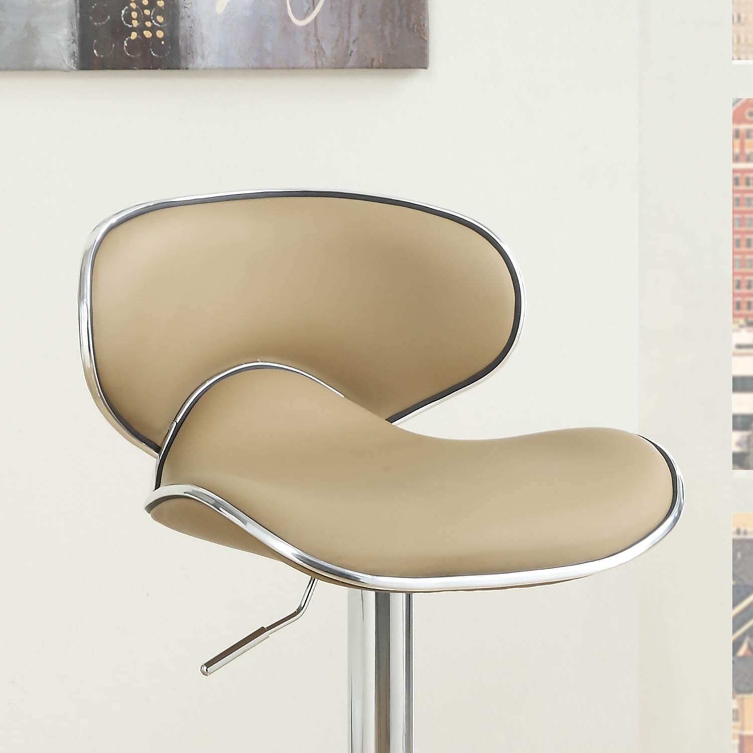 Brown Faux Leather PVC Bar Stool Counter Height Chairs brown-dining room-contemporary-modern-metal