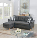 Living Room Corner Sectional Blue Grey Polyfiber Chaise Sofa Reversible Sectional Light Grey Blue Wood Primary Living Space Tufted Back Contemporary,Modern L Shaped Rolled Arms Solid Wood 4 Seat