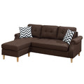 Living Room Corner Sectional Dark Coffee Polyfiber Chaise Sofa Reversible Sectional Coffee Primary Living Space Tufted Back Contemporary,Modern L Shaped Rubberwood Rolled Arms Solid Wood 4 Seat