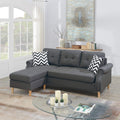 Living Room Corner Sectional Blue Grey Polyfiber Chaise Sofa Reversible Sectional Light Grey Blue Wood Primary Living Space Tufted Back Contemporary,Modern L Shaped Rolled Arms Solid Wood 4 Seat