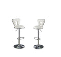 Adjustable Bar Stool Gas Lift Chair White Faux Leather Chrome Base Metal Frame Modern Stylish Set Of 2 Chairs White Dining Room Classic,Contemporary,Modern Bar Stools Metal