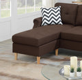 Living Room Corner Sectional Dark Coffee Polyfiber Chaise Sofa Reversible Sectional Coffee Primary Living Space Tufted Back Contemporary,Modern L Shaped Rubberwood Rolled Arms Solid Wood 4 Seat