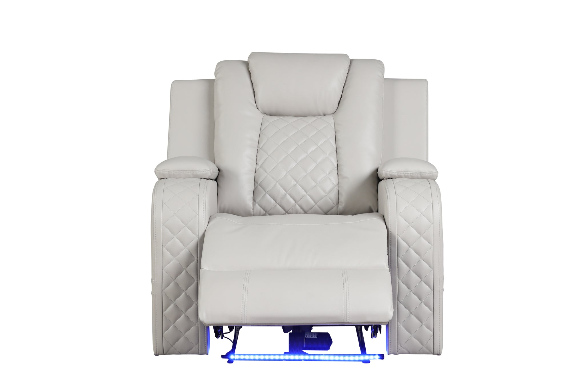 Benz LED & Power Recliner Chair Made With Faux Leather beige-faux leather-power-push button-wood-primary