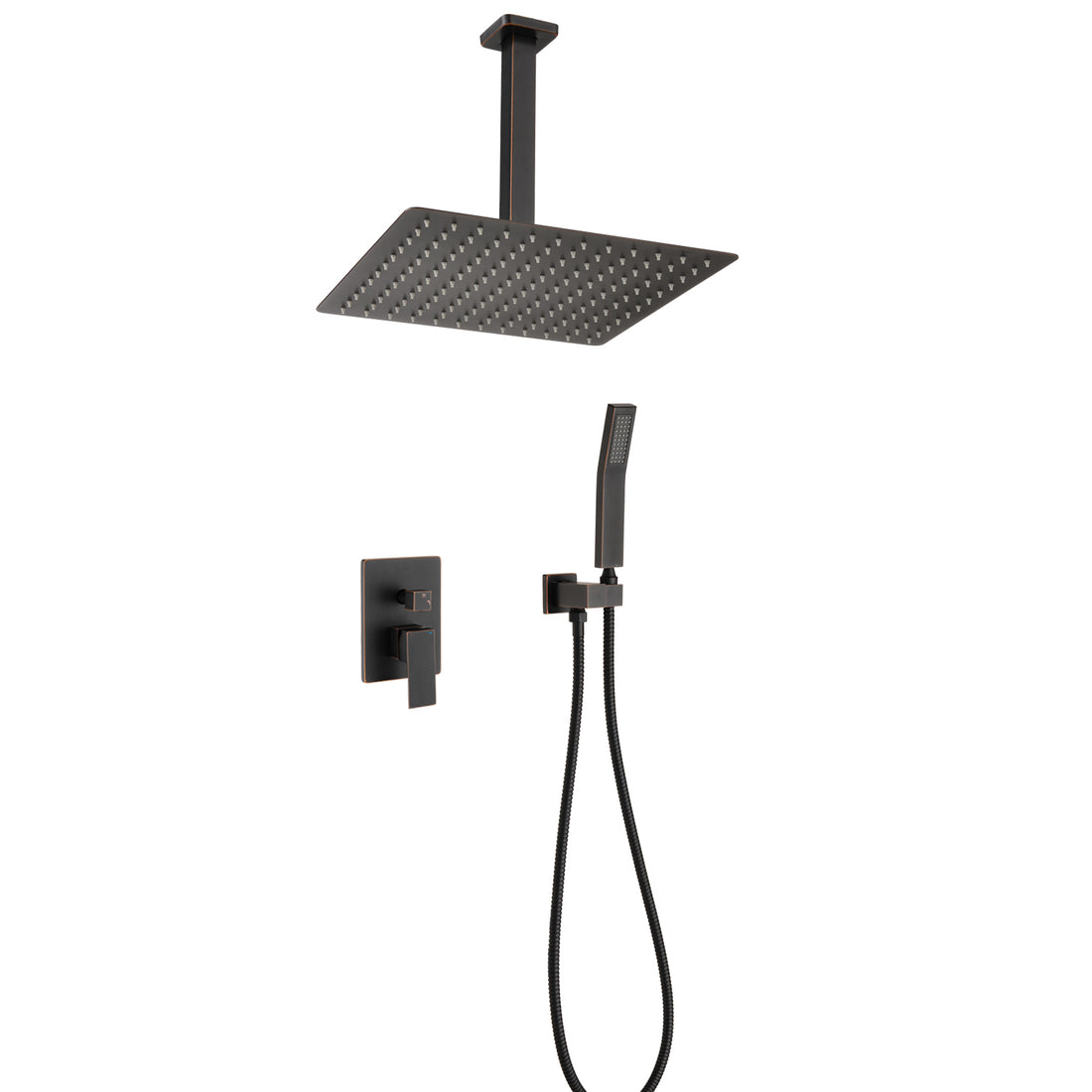 Ceiling Mounted Shower System Combo Set With Handheld And 10"Shower Head Oil Rubbed Bronze Brass