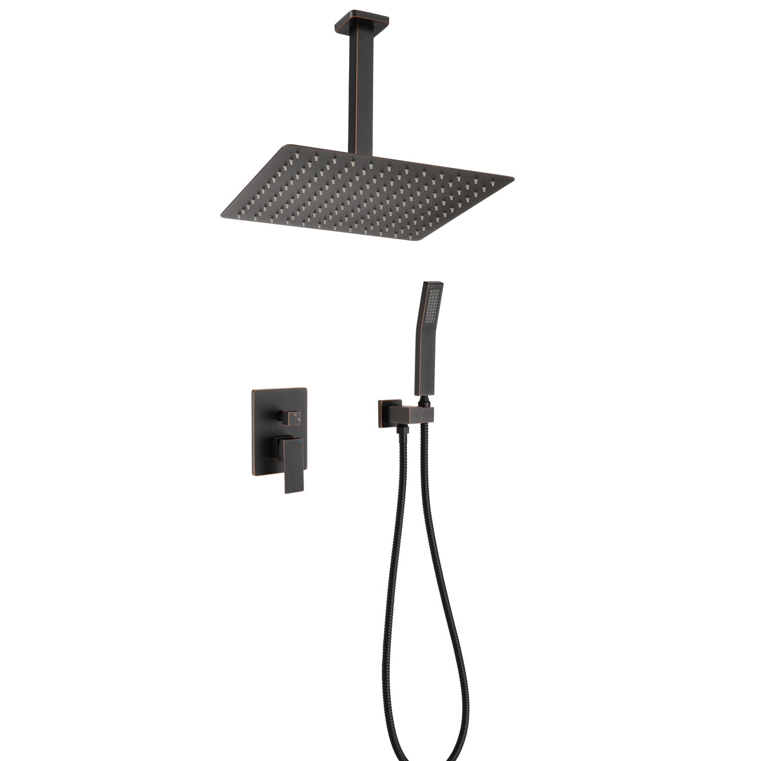 Ceiling Mounted Shower System Combo Set With Handheld And 16"Shower Head Oil Rubbed Bronze Brass