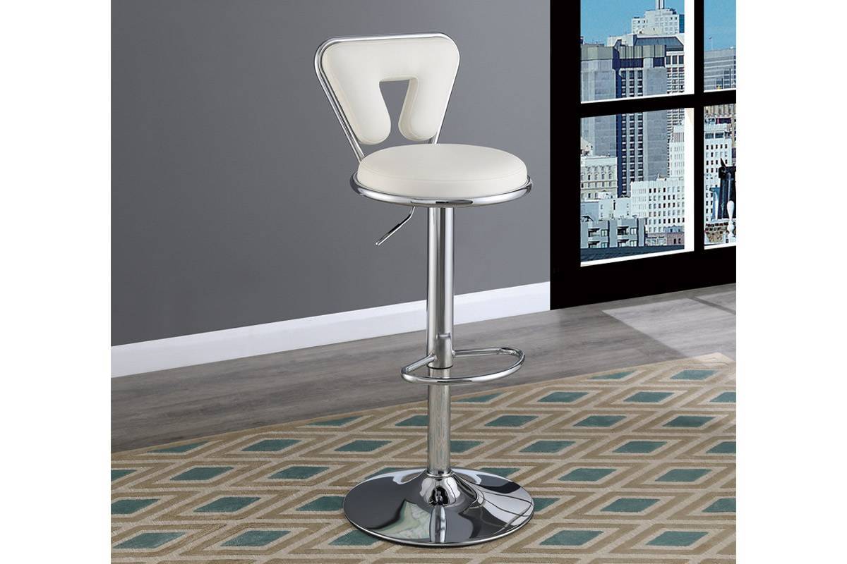 Adjustable Bar stool Gas lift Chair White Faux Leather white-dining room-classic-contemporary-modern-bar