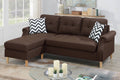 Living Room Corner Sectional Dark Coffee Polyfiber Chaise Sofa Reversible Sectional Coffee Primary Living Space Tufted Back Contemporary,Modern L Shaped Rubberwood Rolled Arms Solid Wood 4 Seat