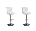 Adjustable Bar Stool Gas Lift Chair White Faux Leather Tufted Chrome Base Modern Set Of 2 Chairs Dining Kitchen White Dining Room Contemporary,Modern Bar Stools Tufted Back Metal