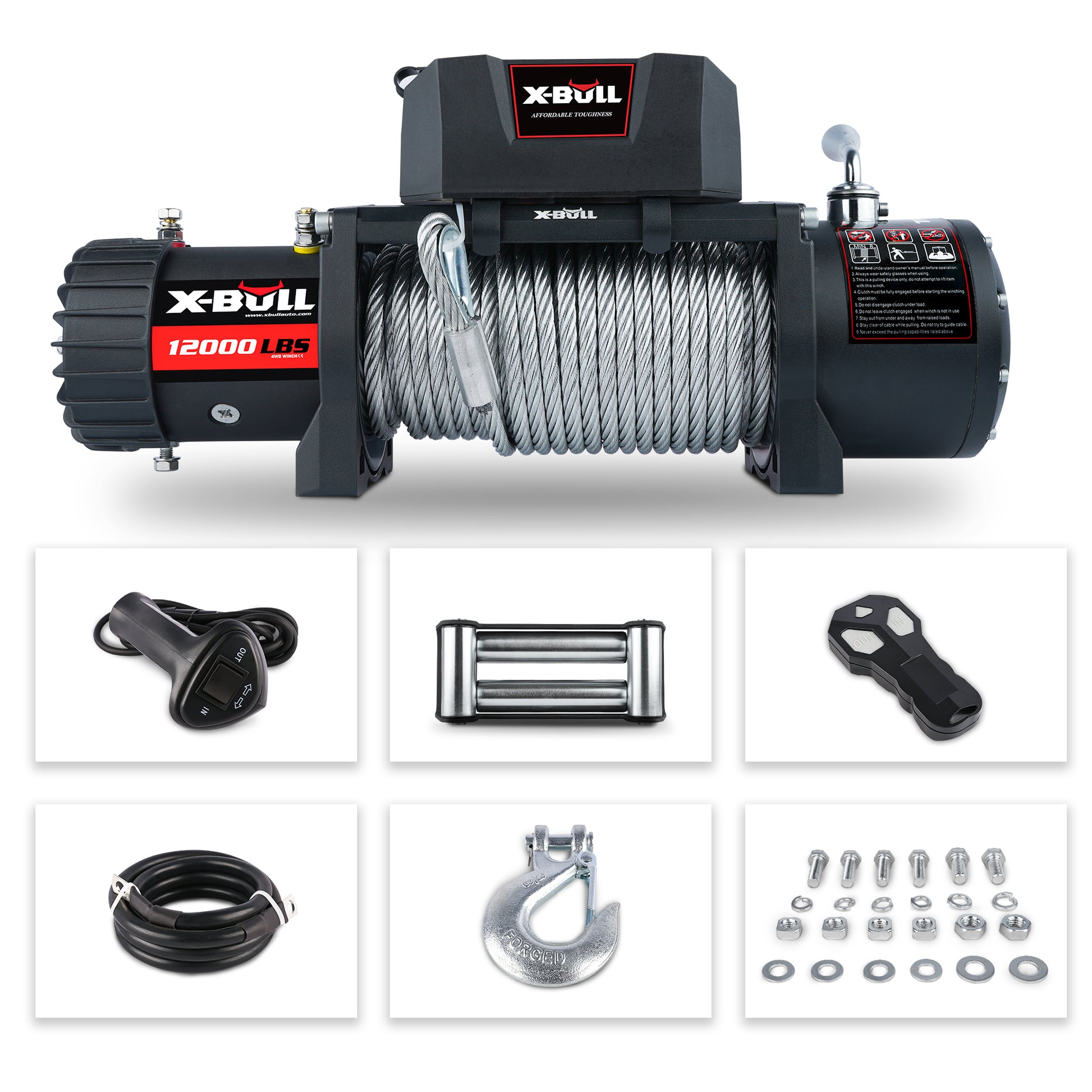 Electric Winch 12000 Lbs Steel Cable Wireless