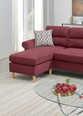 Paparika Red Color Polyfiber Reversible Sectional Sofa Set Chaise Pillows Plush Cushion Couch Nailheads Red Velvet Wood Primary Living Space Cushion Back Contemporary,Modern L Shaped Rolled Arms Fabric 4 Seat