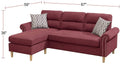 Paparika Red Color Polyfiber Reversible Sectional Sofa Set Chaise Pillows Plush Cushion Couch Nailheads Red Velvet Wood Primary Living Space Cushion Back Contemporary,Modern L Shaped Rolled Arms Fabric 4 Seat