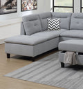 Living Room Furniture Grey Cushion Sectional W Ottoman Linen Like Fabric Sofa Chaise Grey Wood Primary Living Space Cushion Back Classic,Contemporary,Modern L Shaped Pine Pillow Top Arms Solid Wood 4 Seat