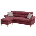 Paparika Red Color Polyfiber Reversible Sectional Sofa Set Chaise Pillows Plush Cushion Couch Nailheads Red Velvet Wood Primary Living Space Cushion Back Contemporary,Modern L Shaped Rolled Arms Fabric 4 Seat