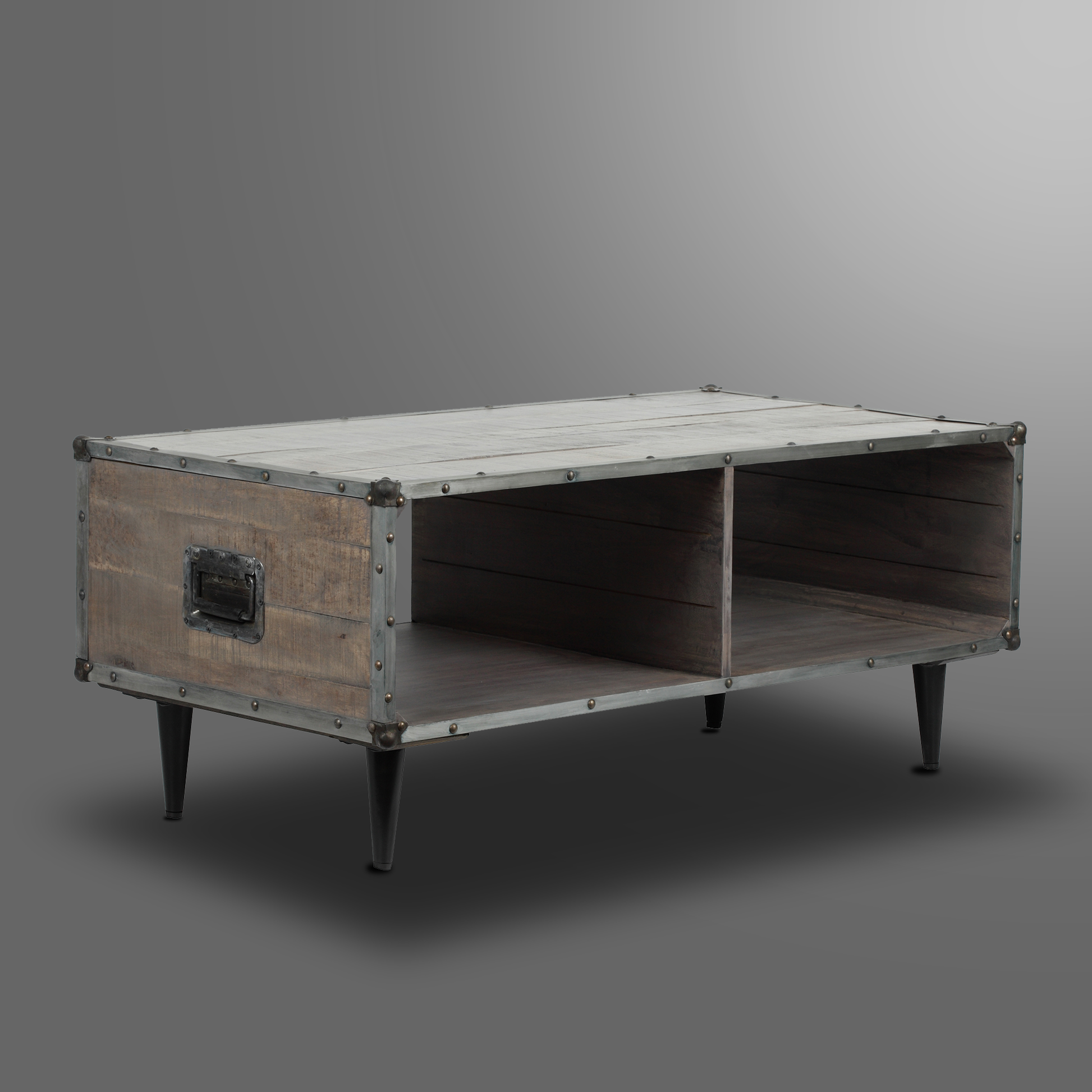 Coffee Table Black Metal Fitting Leg Kd Grey Solid Wood