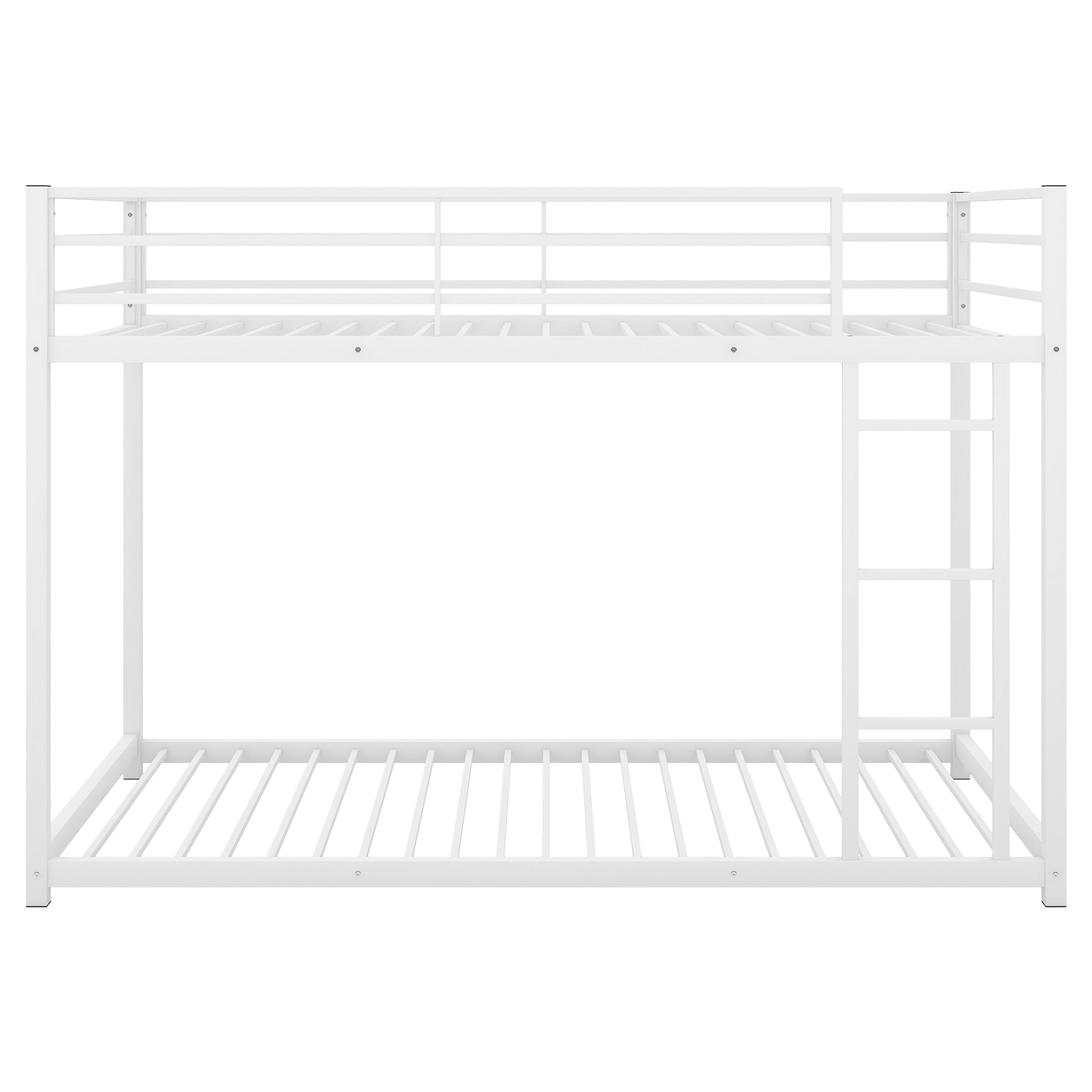 Twin over Twin Metal Bunk Bed, Low Bunk Bed with white-metal