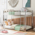 Twin over Twin Metal Bunk Bed, Low Bunk Bed with silver-metal