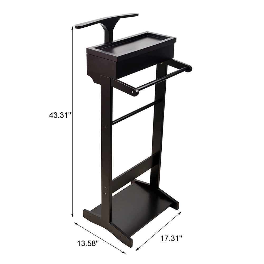 Black Portable Garment Rack,Clothes Valet Stand With Storage Organizer Black Mdf