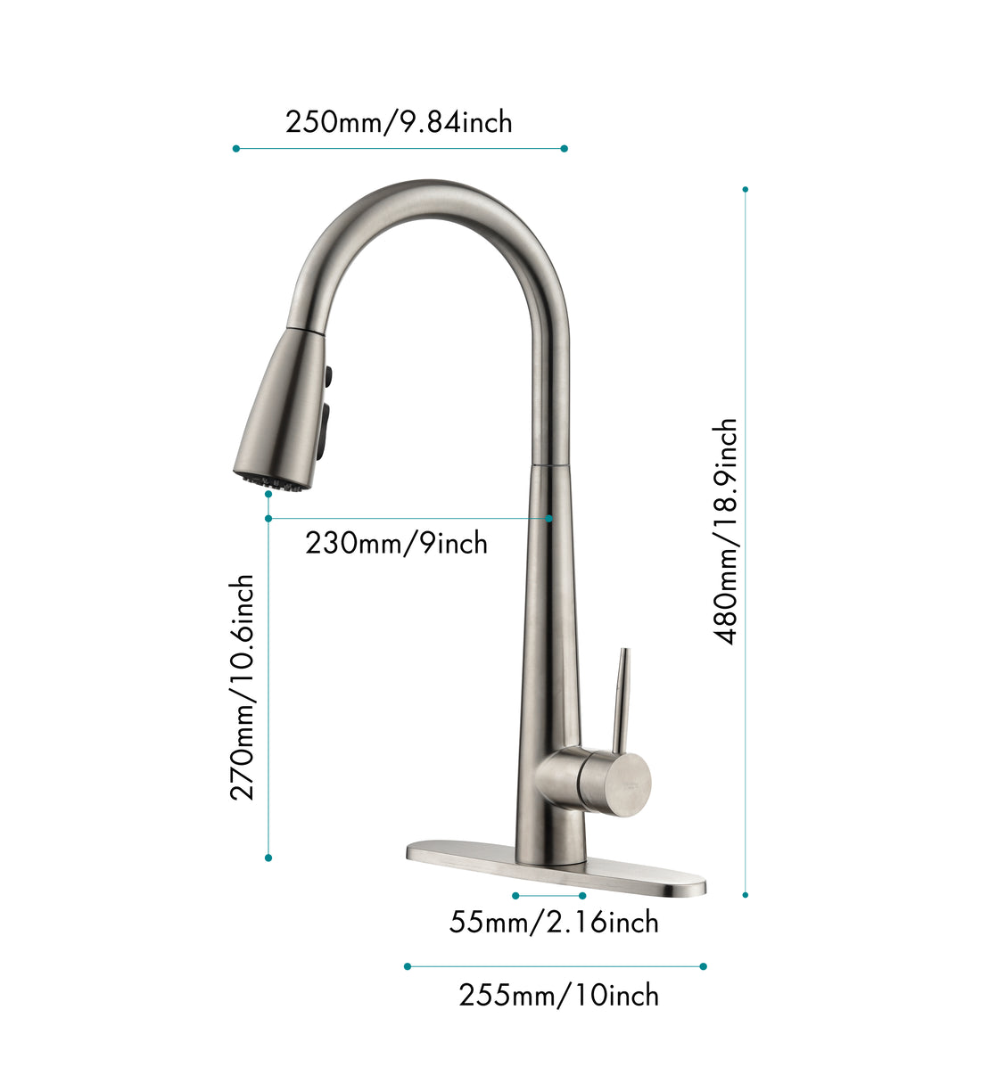 Kitchen Faucet With Pull Down Sprayer Brushed Nickel, High Arc Single Handle Kitchen Sink Faucet With Deck Plate, Commercial Modern Stainless Steel Kitchen Faucets Brushed Nickel Stainless Steel