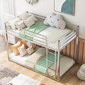 Twin over Twin Metal Bunk Bed, Low Bunk Bed with silver-metal