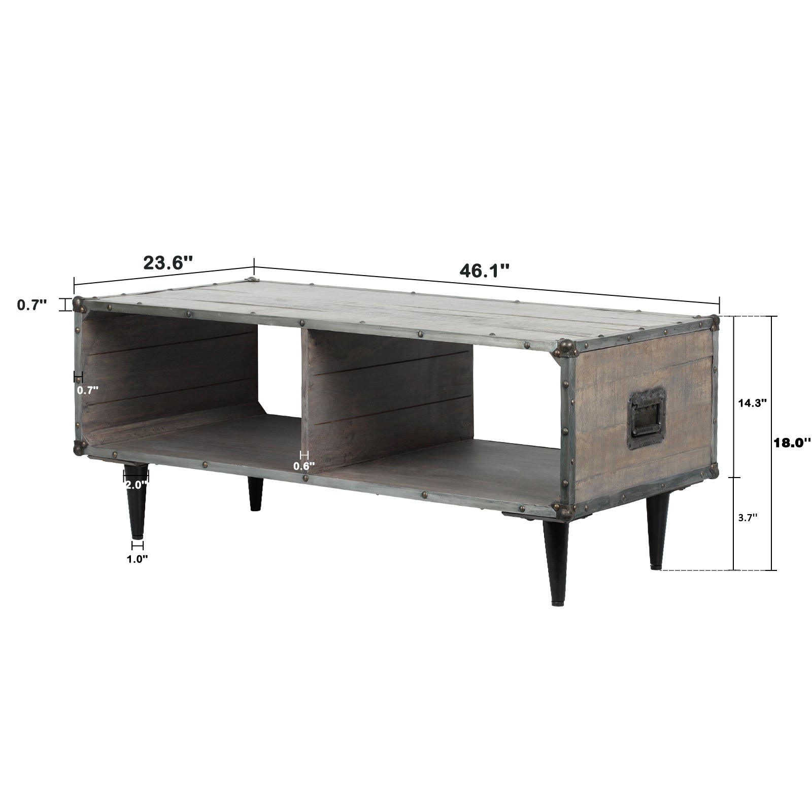 Coffee Table Black Metal Fitting Leg Kd Grey Solid Wood