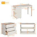 Low Study Twin Loft Bed With Cabinet And Rolling Portable Desk White Old Sku :Lp000113Aak White Solid Wood