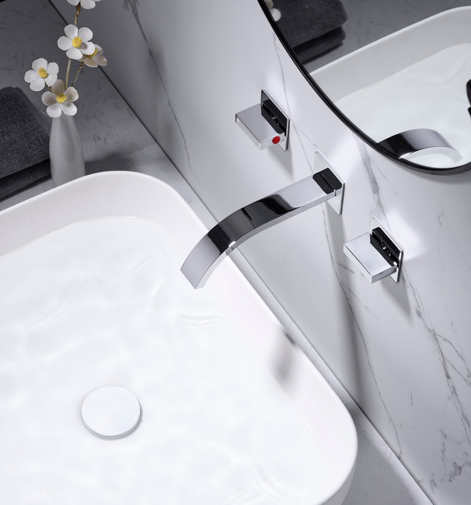 Sumerain Wall Mount Lavatory Faucet Two Handle