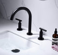 Two Handle High Arc Widespread Bathroom Sink Faucet 3 Hole Matte Black Stainless Steel