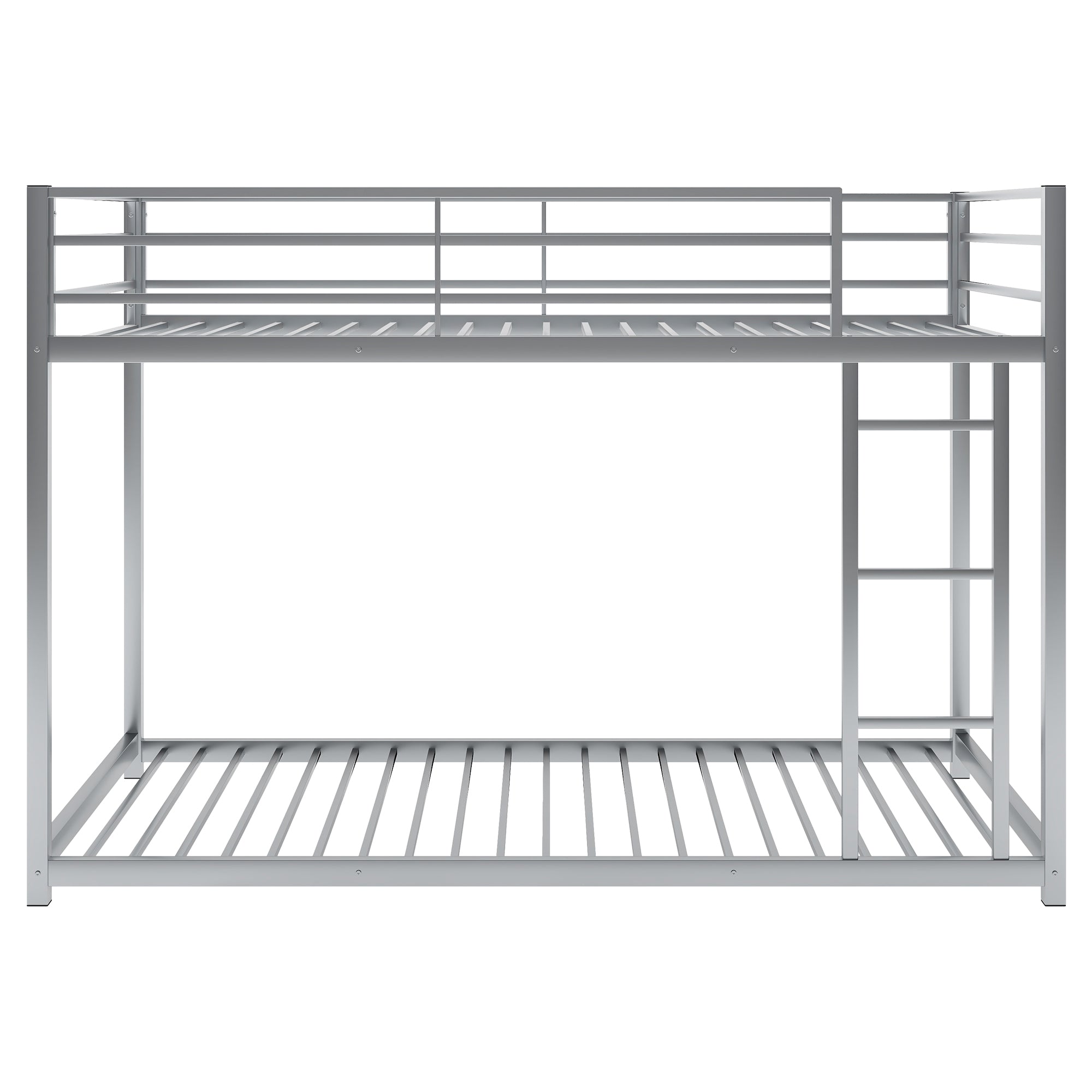 Twin over Twin Metal Bunk Bed, Low Bunk Bed with silver-metal