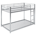 Twin over Twin Metal Bunk Bed, Low Bunk Bed with silver-metal