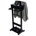 Black Portable Garment Rack,Clothes Valet Stand With Storage Organizer Black Mdf