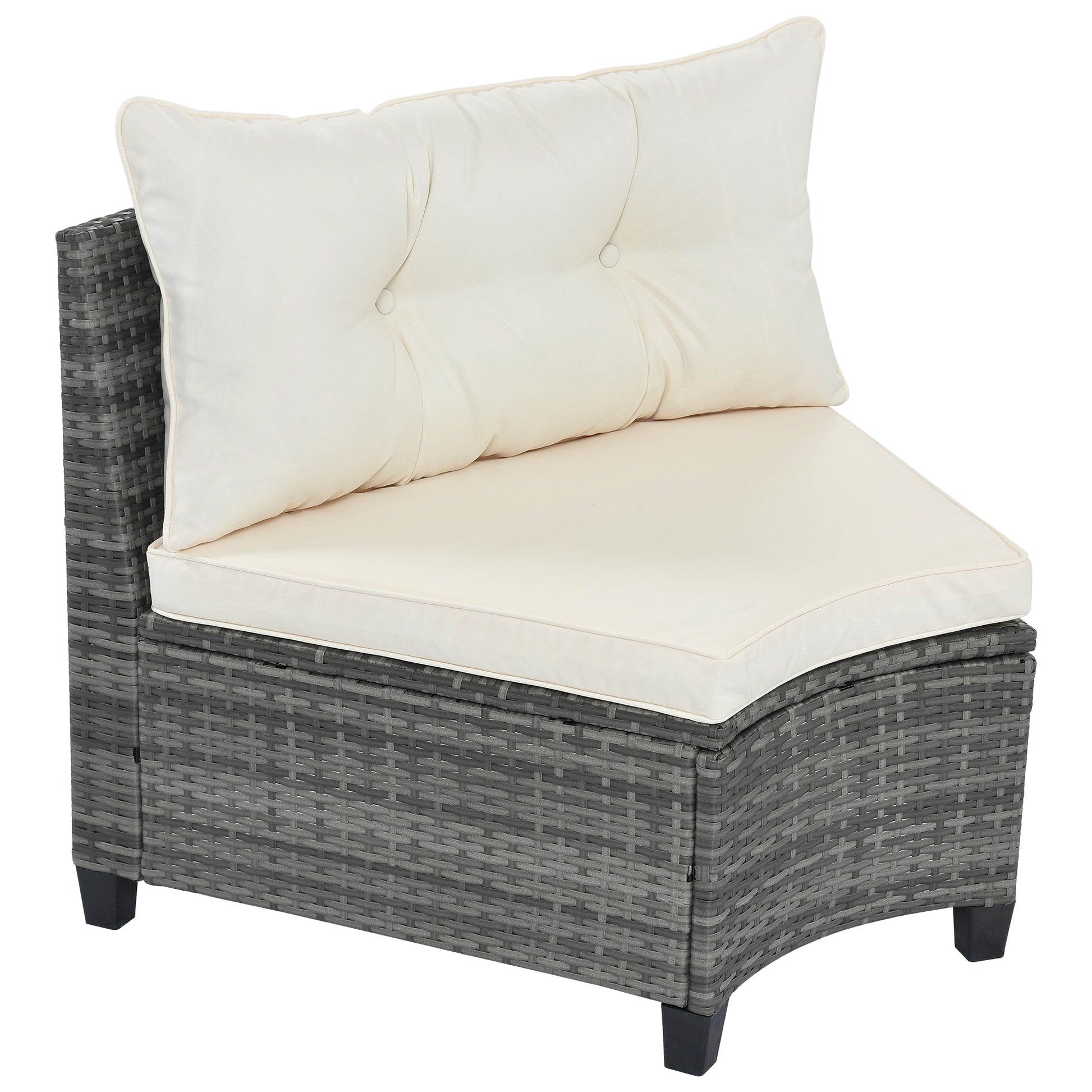 8 Pieces Outdoor Wicker Round Sofa Set, Half Moon Sectional Sets All Weather, Curved Sofa Set With Rectangular Coffee Table, Pe Rattan Water Resistant And Uv Protected, Movable Cushion, Beige Yes Complete Patio Set Beige Garden & Outdoor Wicker