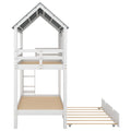 House Bunk Bed With Trundle,Roof And Windows,White Old Sku:Gx000705Aak White Pine
