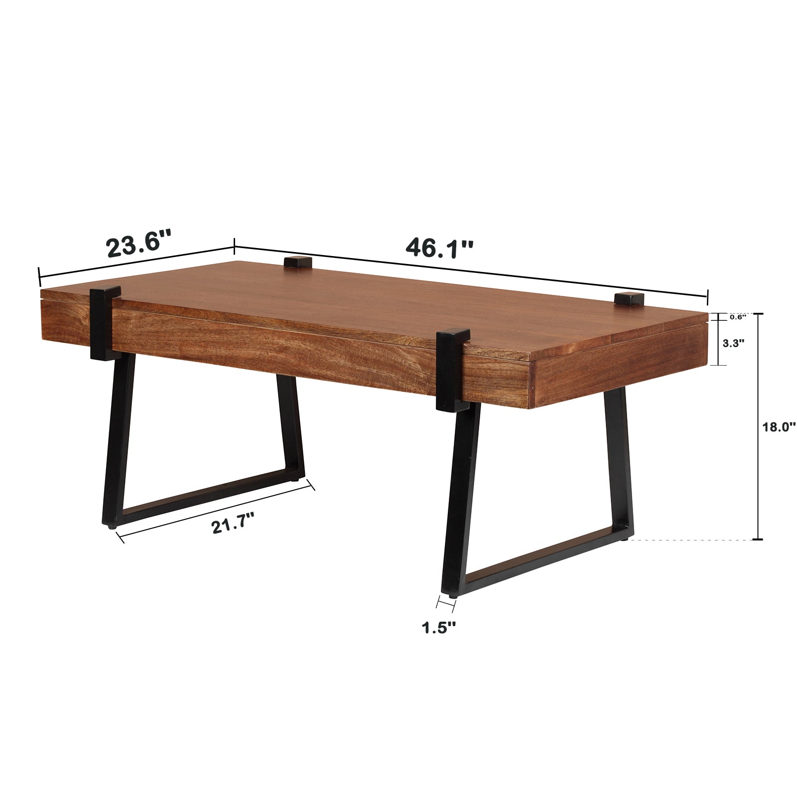 Coffee Table Kd Leg Holo With Total Side 4" Brown Solid Wood