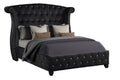 King 4 Pc Upholstery Bedroom Set Made With Wood In Black Box Spring Not Required King Black Wood 4 Piece Set Bedroom Contemporary,Modern Acacia Upholstered Velvet Tufted Wood