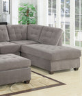 Living Room Sectional Waffle Suede Charcoal Color Sectional Sofa W Pillows Couch Tufted Cushion Contemporary No Ottoman Charcoal Grey Suede Wood Primary Living Space Tufted Back Contemporary,Modern L Shaped Pillow Top Arms Suede 5 Seat